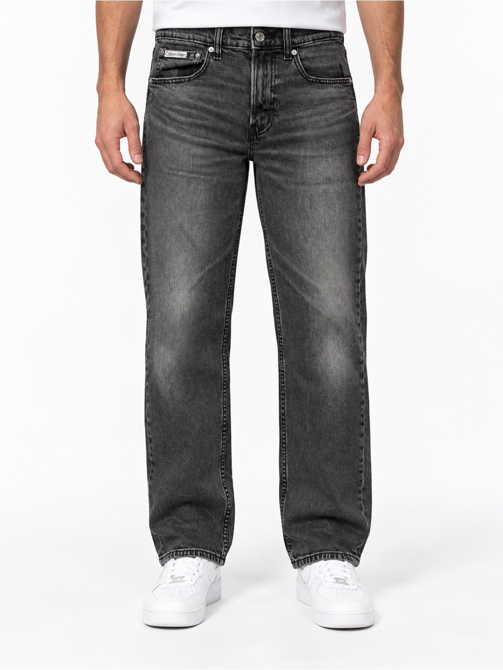 Calvin Klein Washed Black Straight Leg Jeans Charcoal Denim